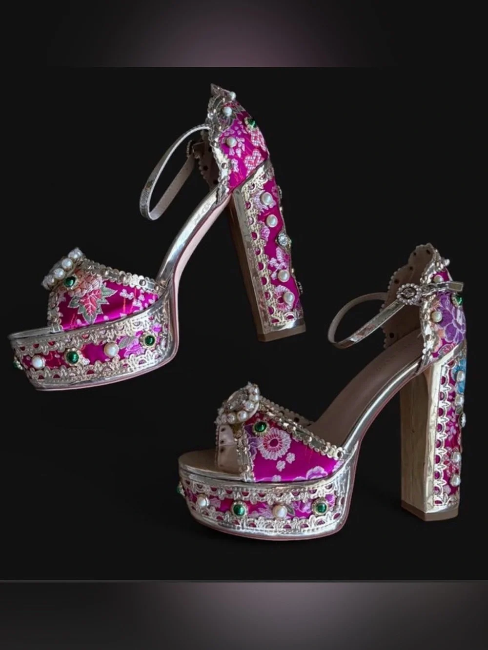 Azalea Wang Cici Embellished Platform Heels | NEW in box
